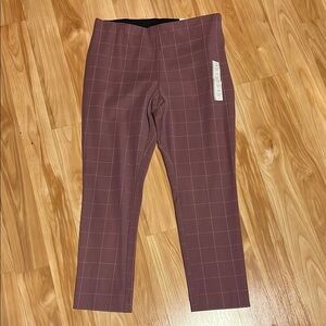 Side Zip Ankle Skinny Checkered Pants in Purple